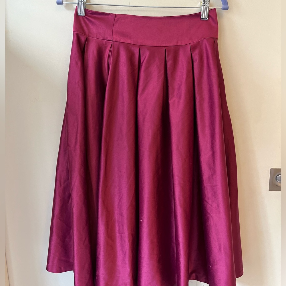 Review Magenta Pleated Maxi Skirt